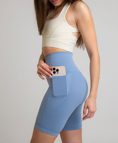 Leggings Cintura Compresiva Ciclista Azul