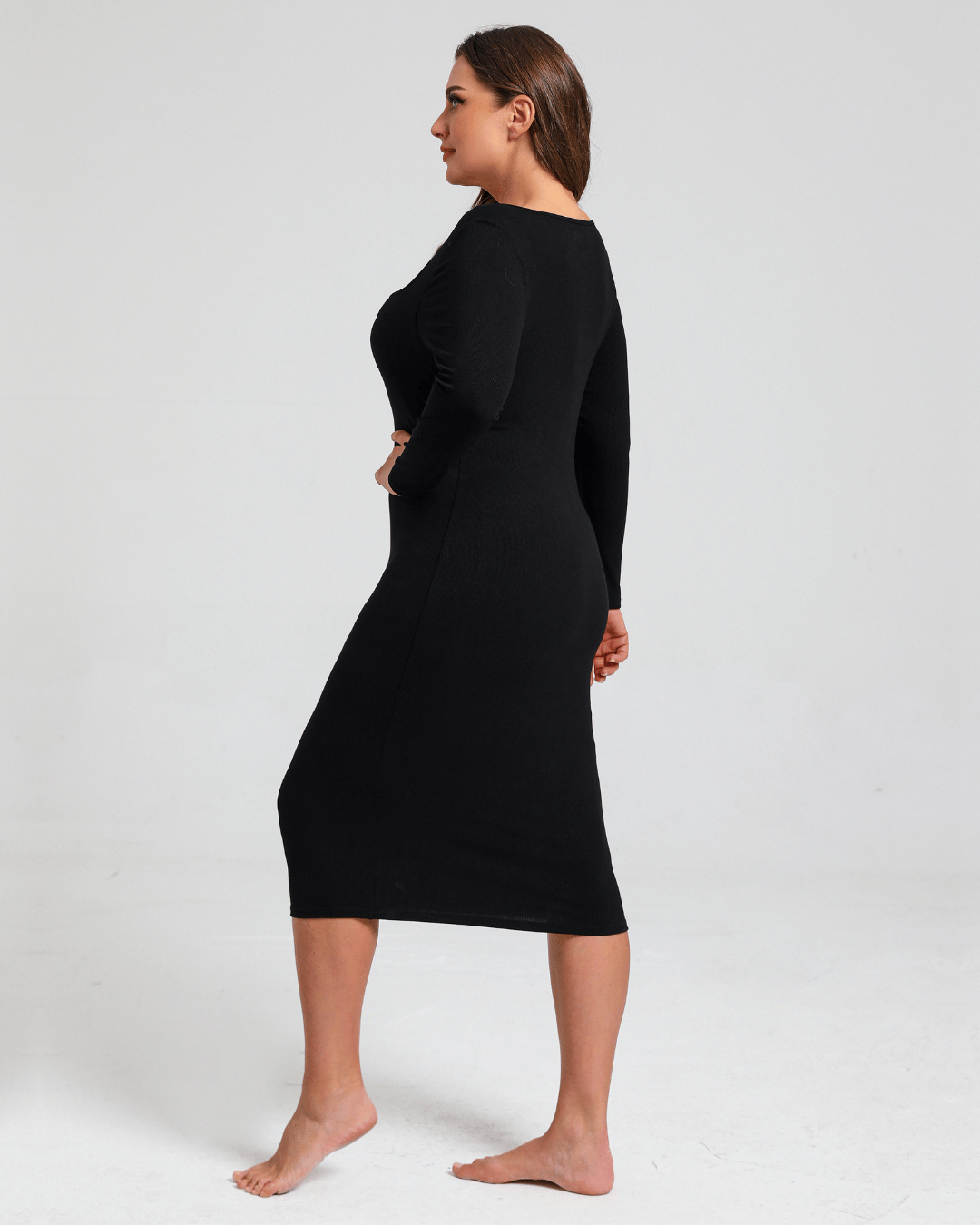 Long Sleeve Midi Shapewear Dress
