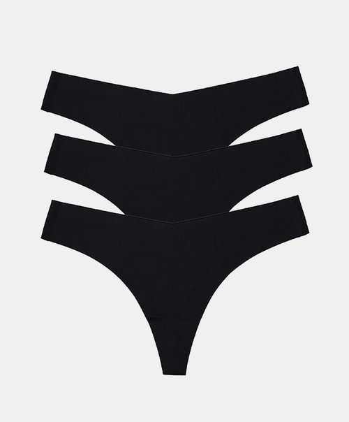 Pack black 3 Tangas Laser Cut