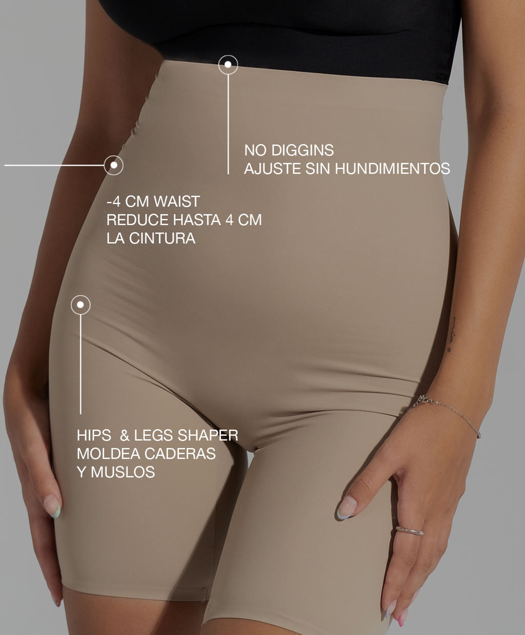 Short riduttivi a vita alta beige