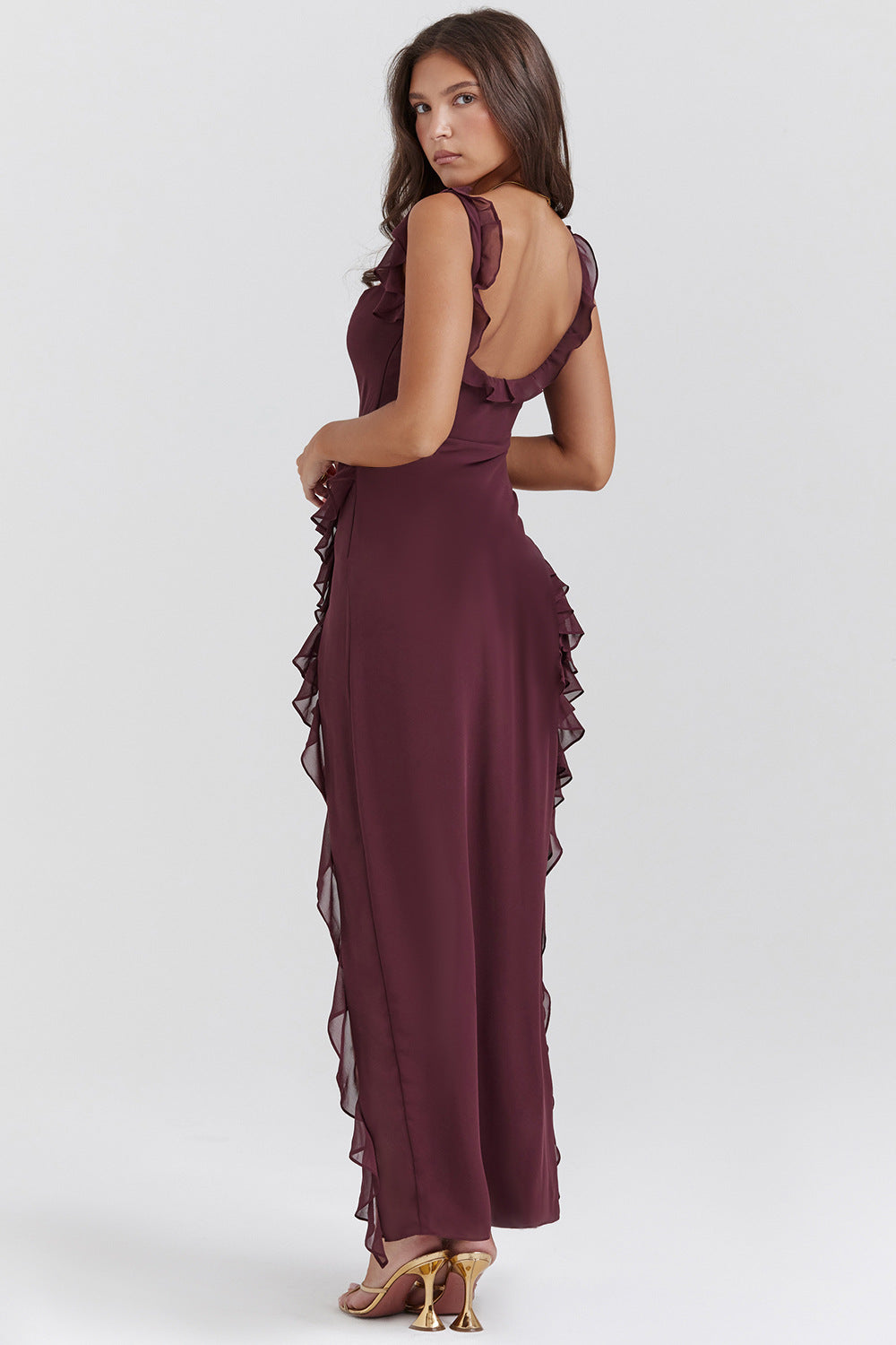 Amira Long Dress – Dark Plum