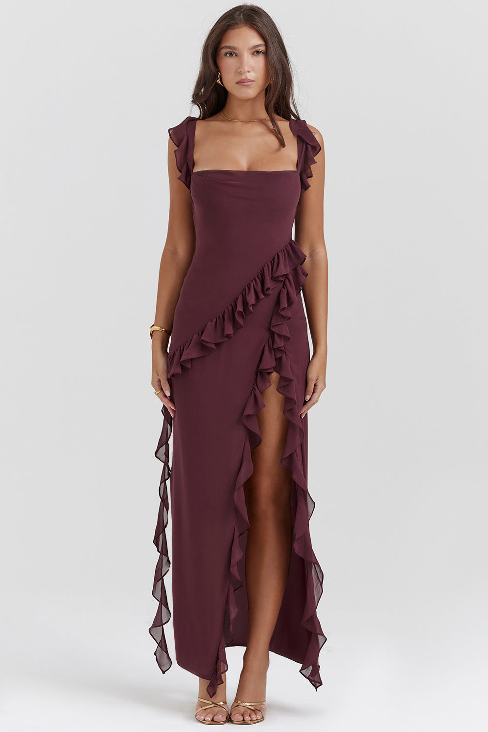 Amira Long Dress – Dark Plum